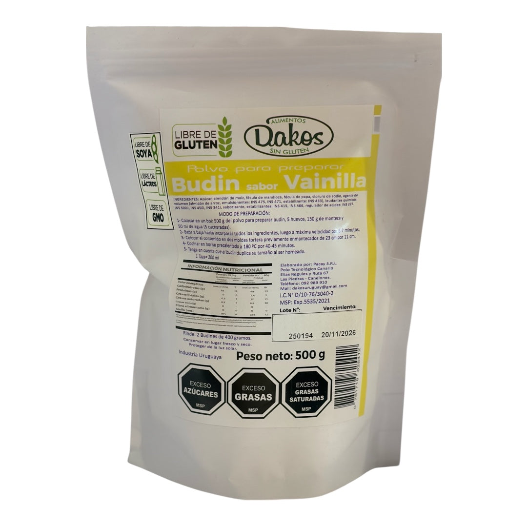 Budin de vainilla sin gluten DAKOS 500 Gr