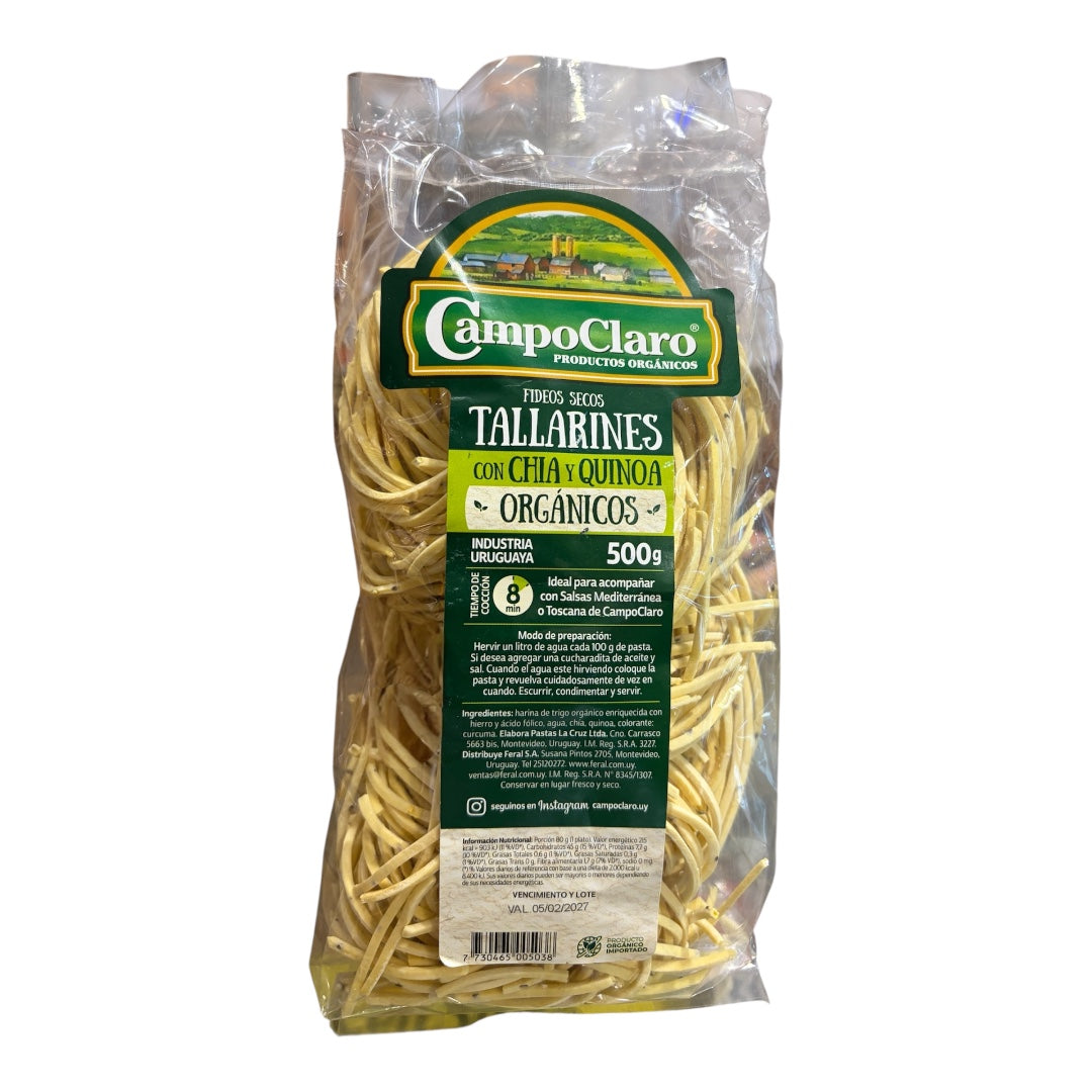 Tallarines con chia y quinoa orgánicos CAMPO CLARO 500 gr