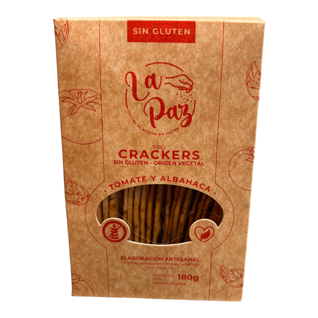 Galleta crackers sin gluten sesamo tomate y albahaca LA PAZ 180gr