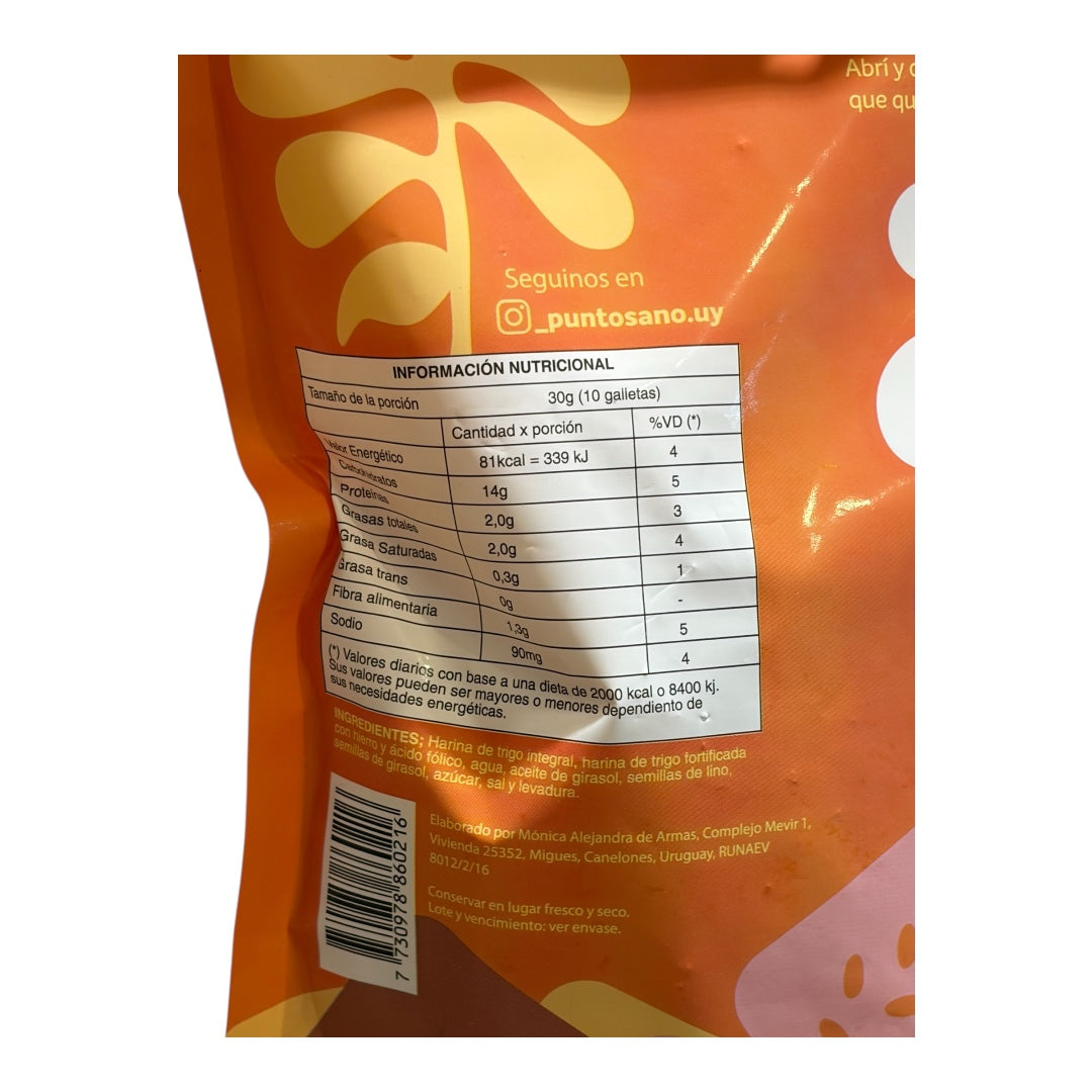 Galletas saladas harina integral y ajo PUNTO SANO 240 Gr