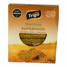 Cargar imagen en el visor de la galería, Galletas crackekrs quinoa chia y curcuma SUPERFOOD 240 Gr
