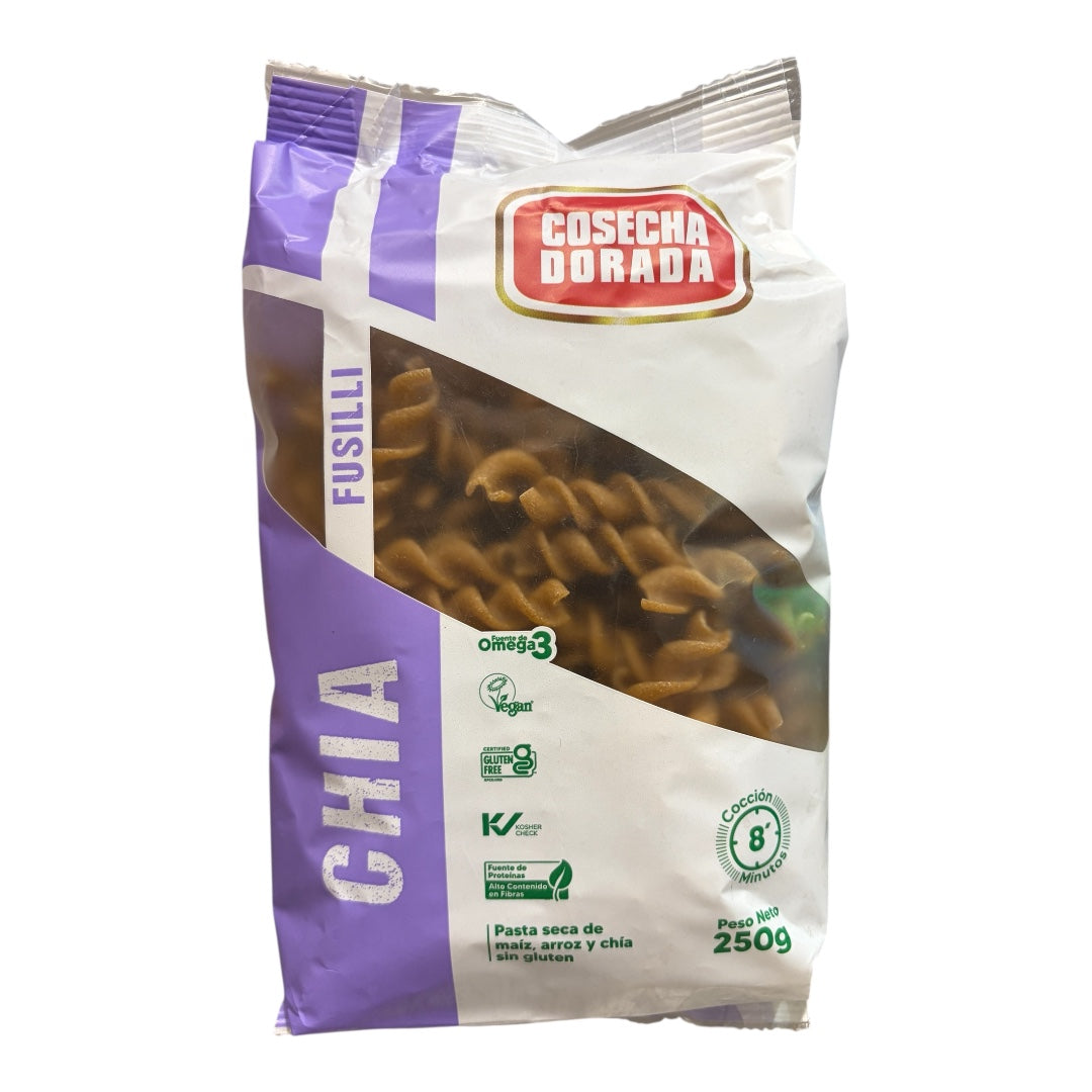 Fideos secos de Chia fuscilli sin gluten Cocecha Dorada