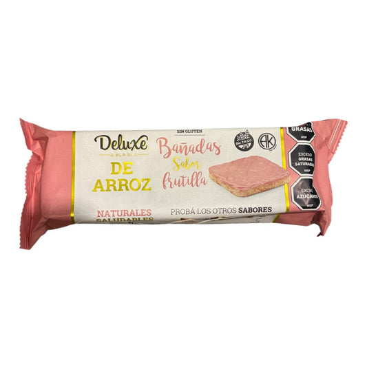Galletas de arroz bañadas se frutilla  DELUXE Sin Gluten