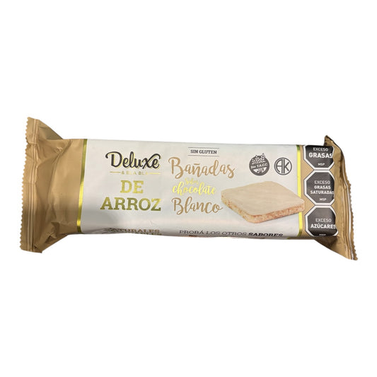 Galletas de arroz bañadas de chocolate blanco DELUXE Sin Gluten