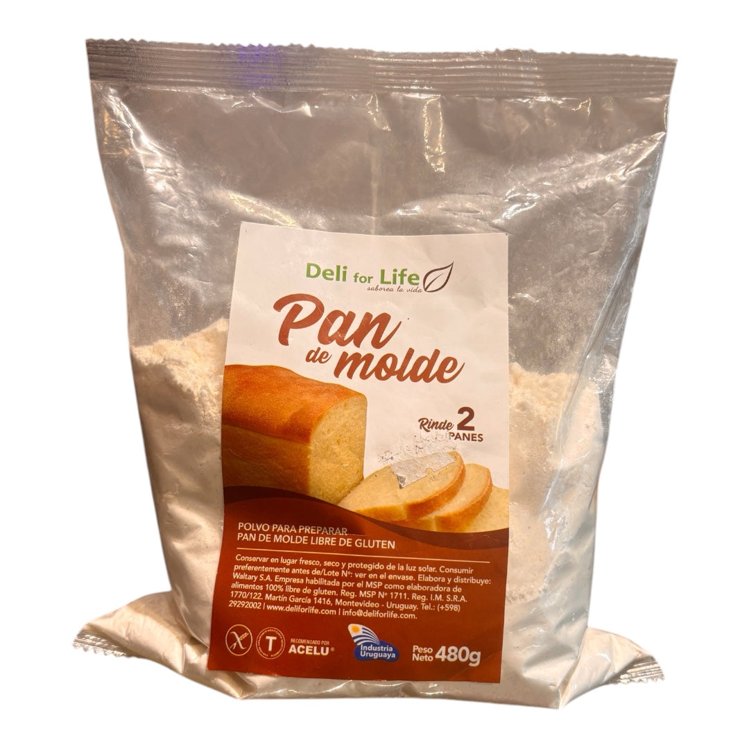 Polvo para pan de molde sin gluten DELI for LIFE 480gr