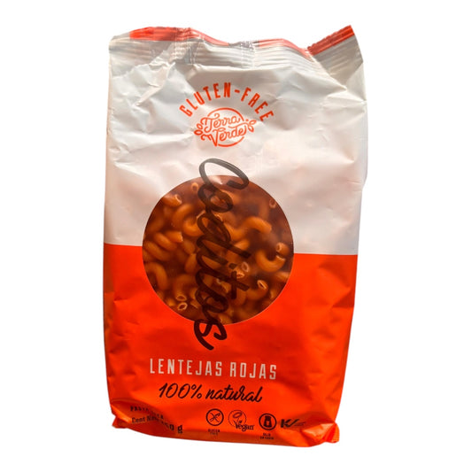 Fideos coditos de lentejas rojas sin gluten TERRA VERDE 250gr