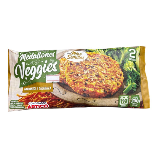 Veggie  medallones de garbanzos cebolla y zapallo ARTICO  x 2 un